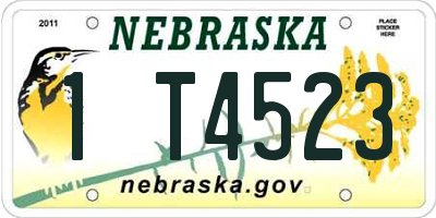 NE license plate 1T4523