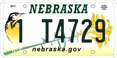 NE license plate 1T4729
