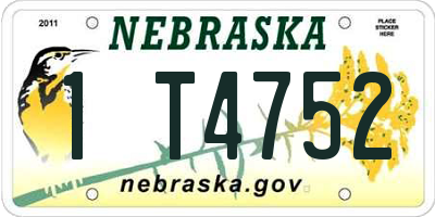 NE license plate 1T4752