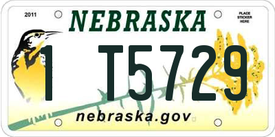 NE license plate 1T5729