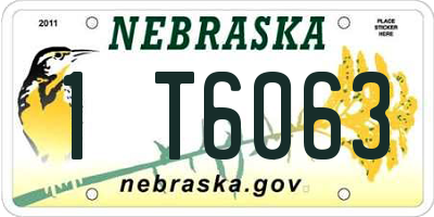 NE license plate 1T6063