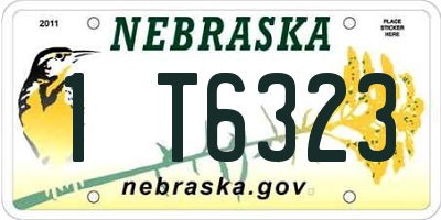 NE license plate 1T6323