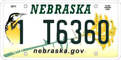 NE license plate 1T6360