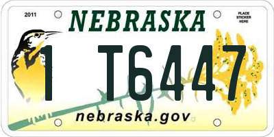 NE license plate 1T6447