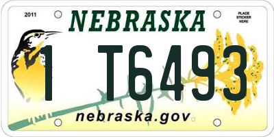 NE license plate 1T6493