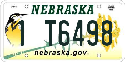 NE license plate 1T6498