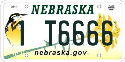 NE license plate 1T6666
