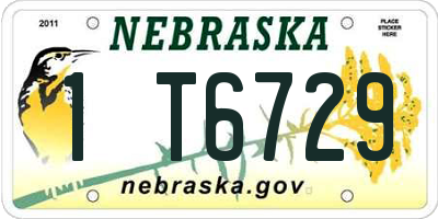 NE license plate 1T6729