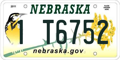 NE license plate 1T6752