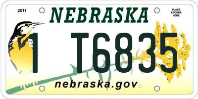 NE license plate 1T6835