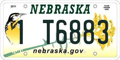 NE license plate 1T6883