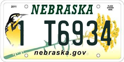 NE license plate 1T6934