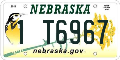NE license plate 1T6967
