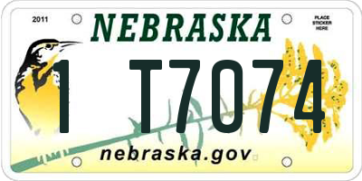 NE license plate 1T7074