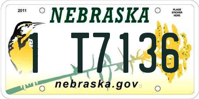 NE license plate 1T7136