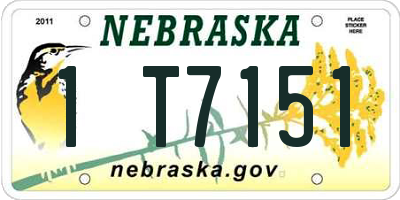 NE license plate 1T7151