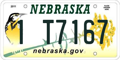 NE license plate 1T7167