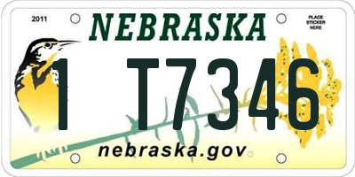 NE license plate 1T7346