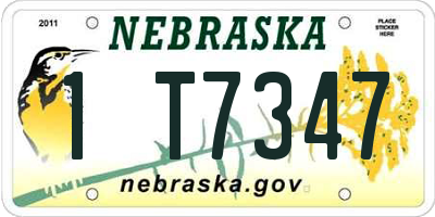 NE license plate 1T7347