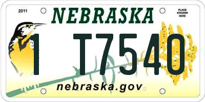 NE license plate 1T7540