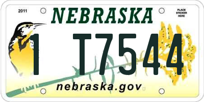NE license plate 1T7544