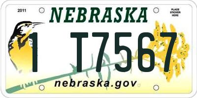 NE license plate 1T7567