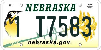 NE license plate 1T7583