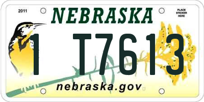 NE license plate 1T7613
