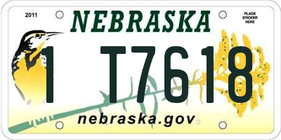 NE license plate 1T7618