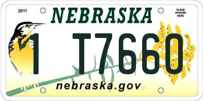 NE license plate 1T7660