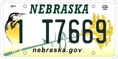 NE license plate 1T7669