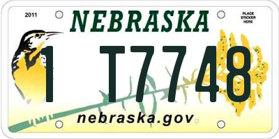 NE license plate 1T7748