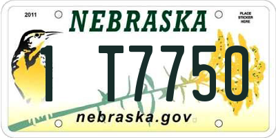 NE license plate 1T7750
