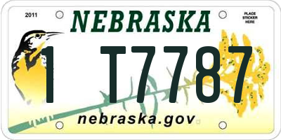 NE license plate 1T7787