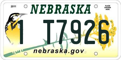 NE license plate 1T7926