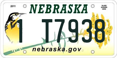 NE license plate 1T7938