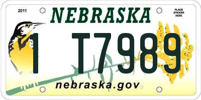 NE license plate 1T7989