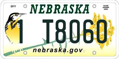 NE license plate 1T8060