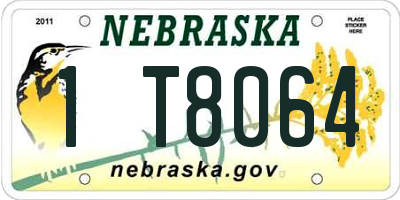NE license plate 1T8064
