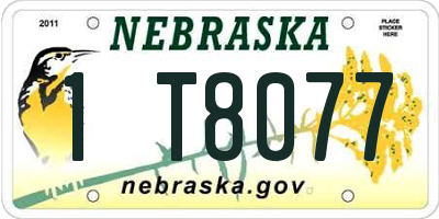 NE license plate 1T8077