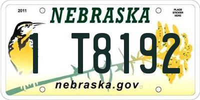 NE license plate 1T8192