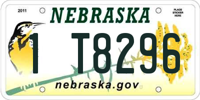 NE license plate 1T8296