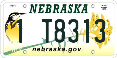 NE license plate 1T8313