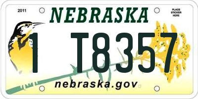 NE license plate 1T8357