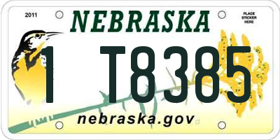 NE license plate 1T8385