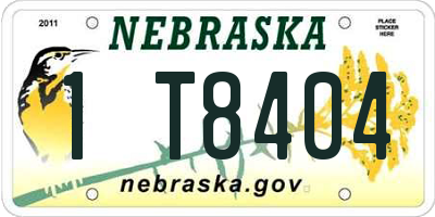 NE license plate 1T8404