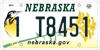 NE license plate 1T8451