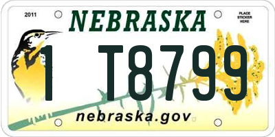 NE license plate 1T8799