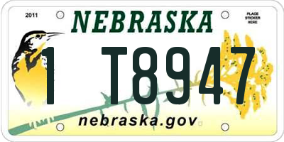 NE license plate 1T8947