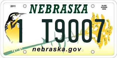 NE license plate 1T9007